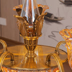 Lustre élégant en cristal et verre doré à motif floral