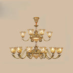 Lustre élégant en cristal et verre doré à motif floral