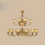 Lustre élégant en cristal et verre doré à motif floral