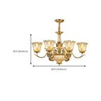 Lustre élégant en cristal et verre doré à motif floral