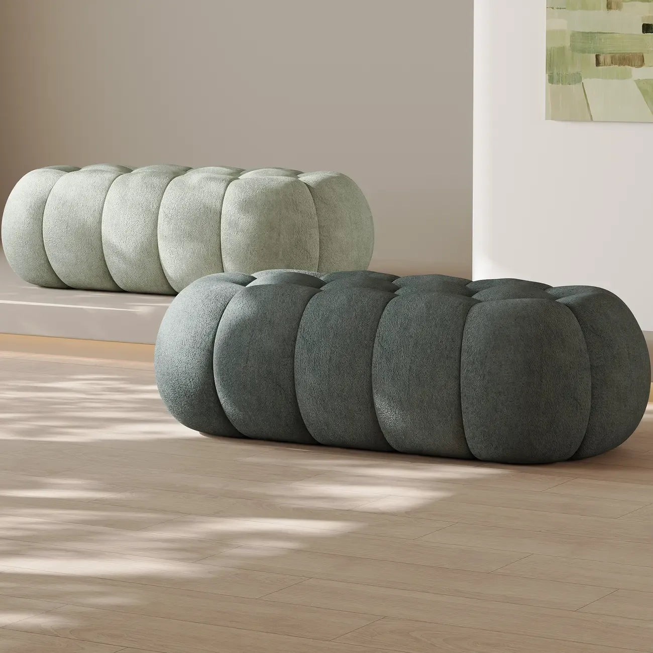 Banc de chambre contemporain en forme de nuage, recouvert de tissu