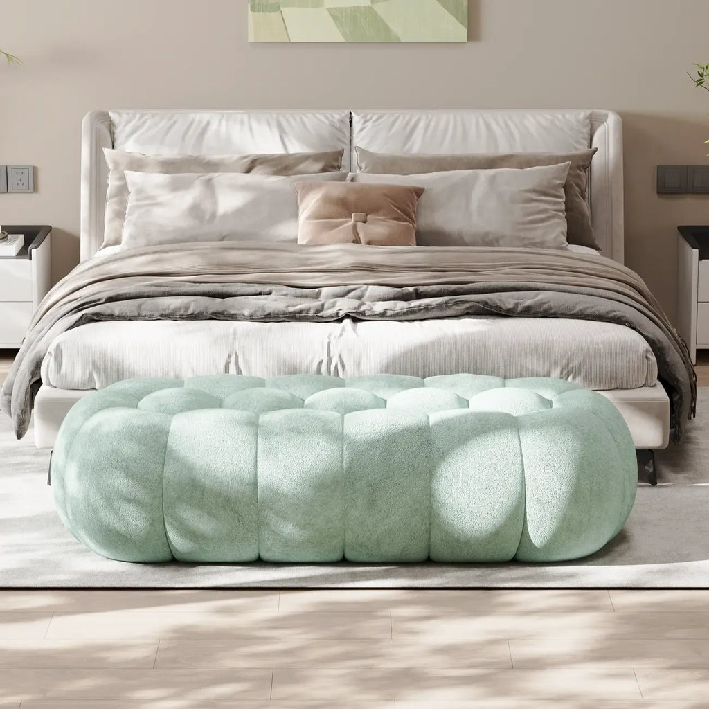 Banc de chambre contemporain en forme de nuage, recouvert de tissu