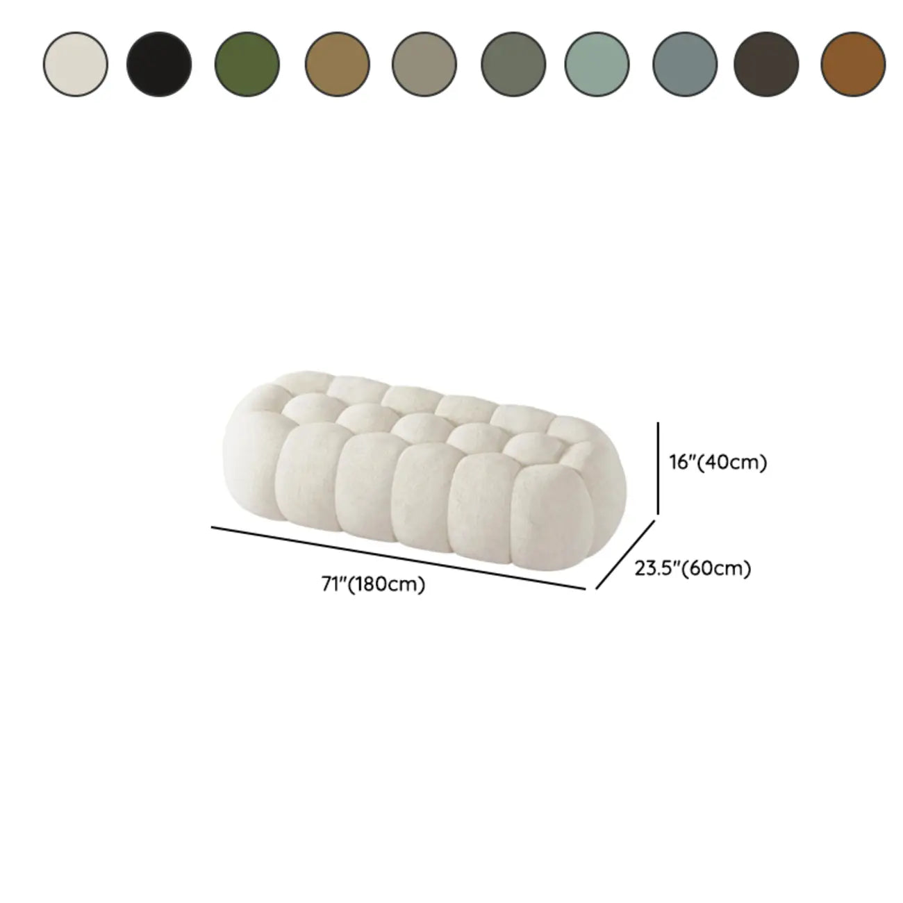 Banc de chambre contemporain en forme de nuage, recouvert de tissu