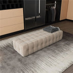 Banc de chambre long et rembourré gris clair contemporain