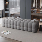 Banc de chambre long et rembourré gris clair contemporain