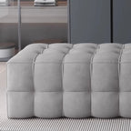 Banc de chambre long et rembourré gris clair contemporain