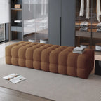 Banc de chambre long et rembourré gris clair contemporain