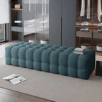 Banc de chambre long et rembourré gris clair contemporain