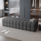 Banc de chambre long et rembourré gris clair contemporain