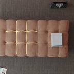 Banc de chambre long et rembourré gris clair contemporain