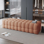 Banc de chambre long et rembourré gris clair contemporain
