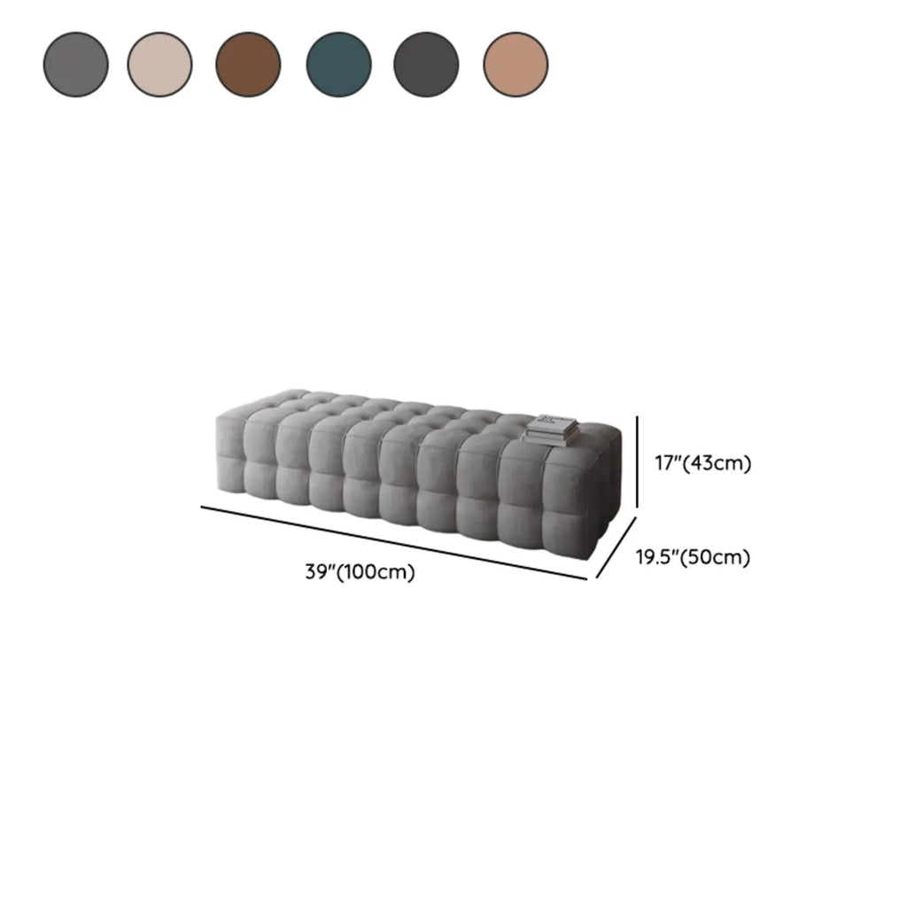 Banc de chambre long et rembourré gris clair contemporain