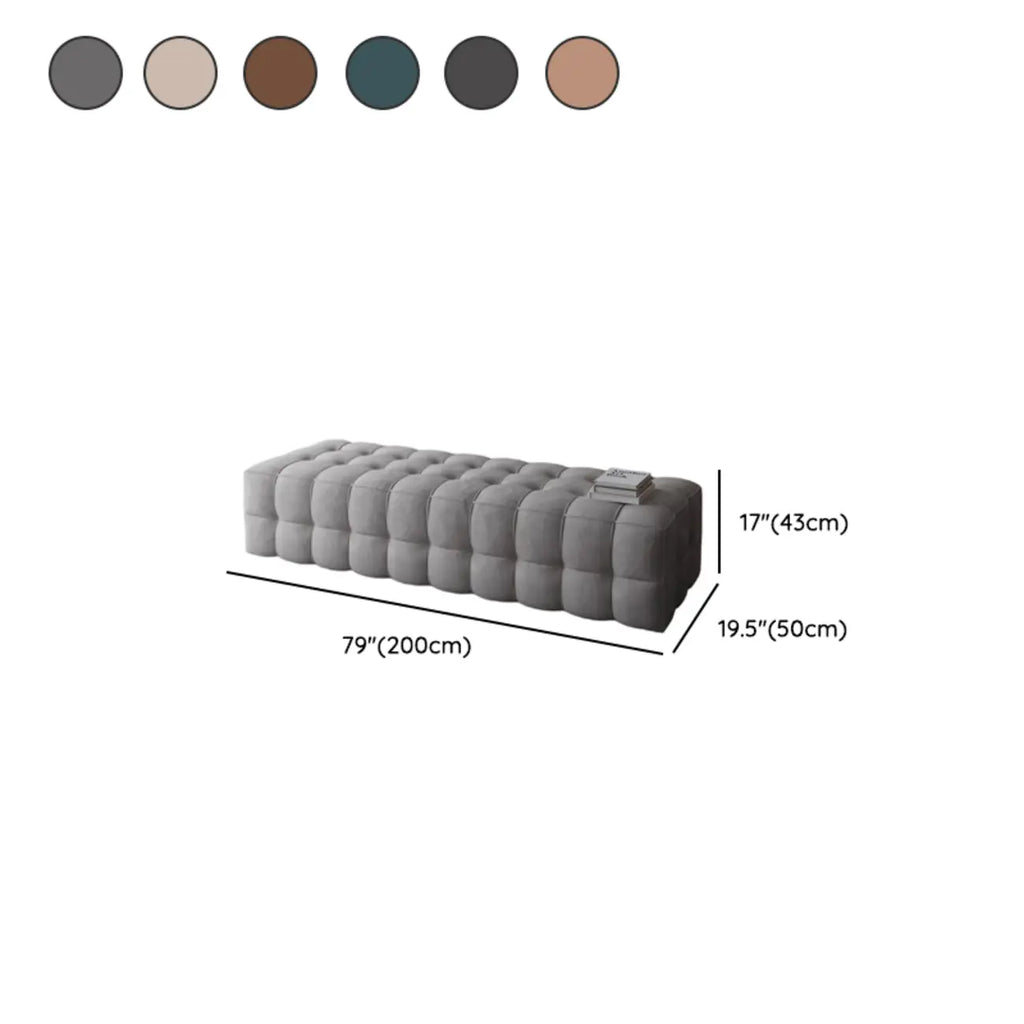 Banc de chambre long et rembourré gris clair contemporain