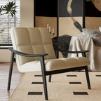 Fauteuil d'appoint élégant en cuir véritable/nappa à dossier mi-haut