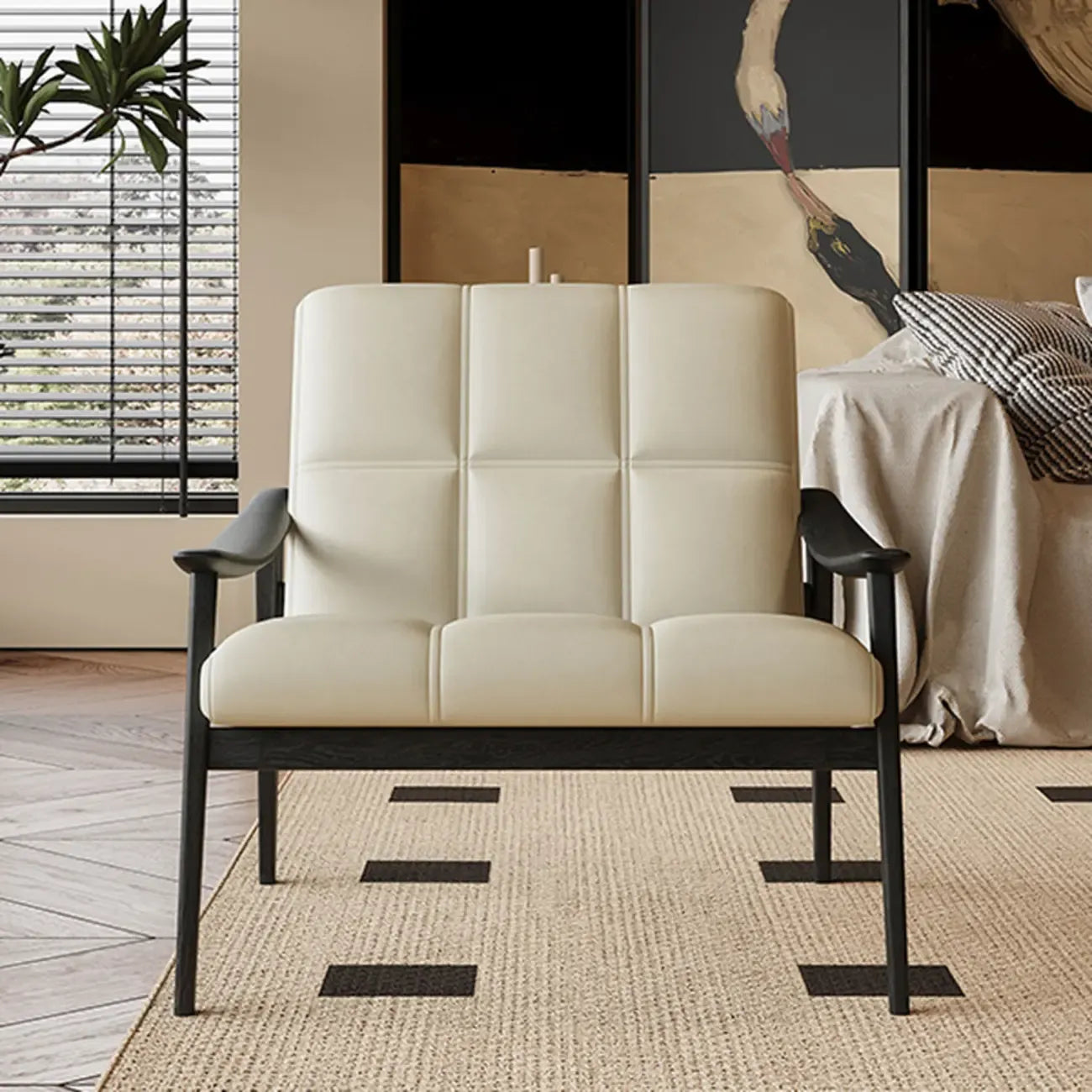 Fauteuil d'appoint élégant en cuir véritable/nappa à dossier mi-haut