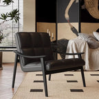 Fauteuil d'appoint élégant en cuir véritable/nappa à dossier mi-haut