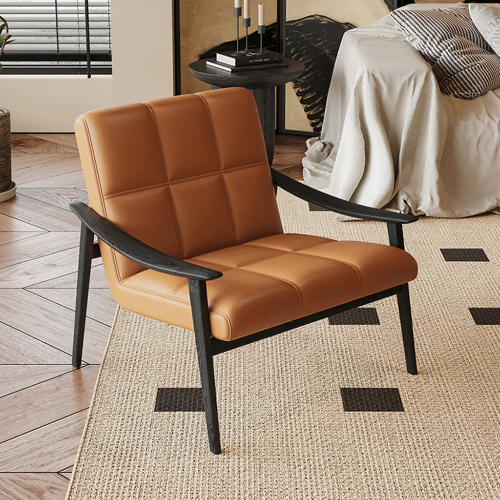 Fauteuil d'appoint élégant en cuir véritable/nappa à dossier mi-haut