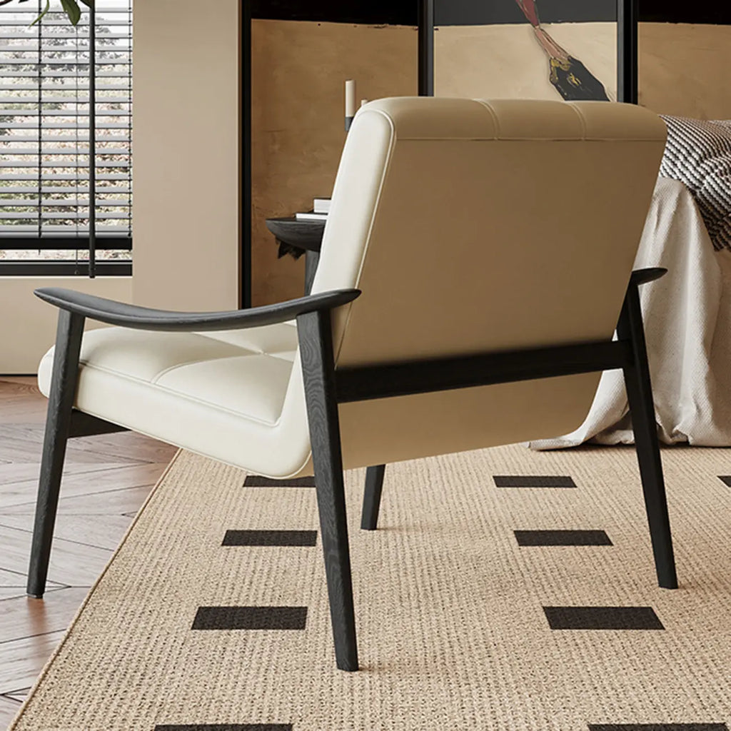 Fauteuil d'appoint élégant en cuir véritable/nappa à dossier mi-haut
