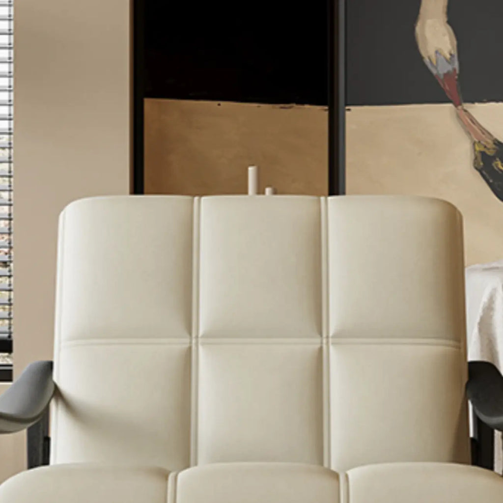 Fauteuil d'appoint élégant en cuir véritable/nappa à dossier mi-haut