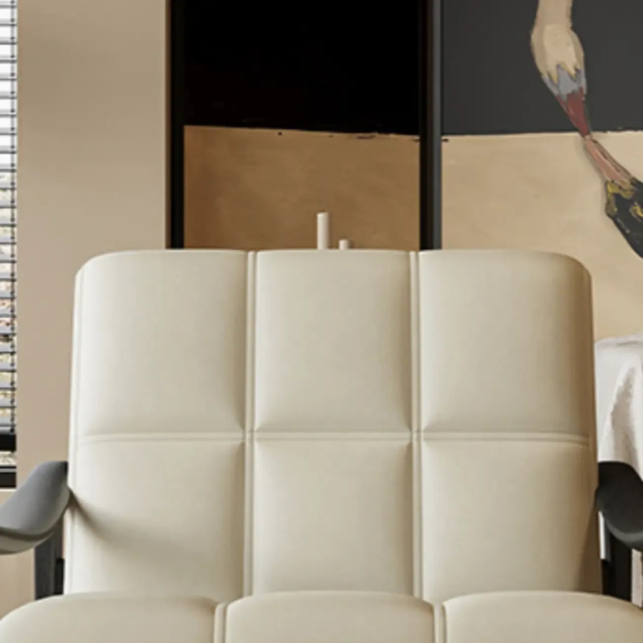 Fauteuil d'appoint élégant en cuir véritable/nappa à dossier mi-haut