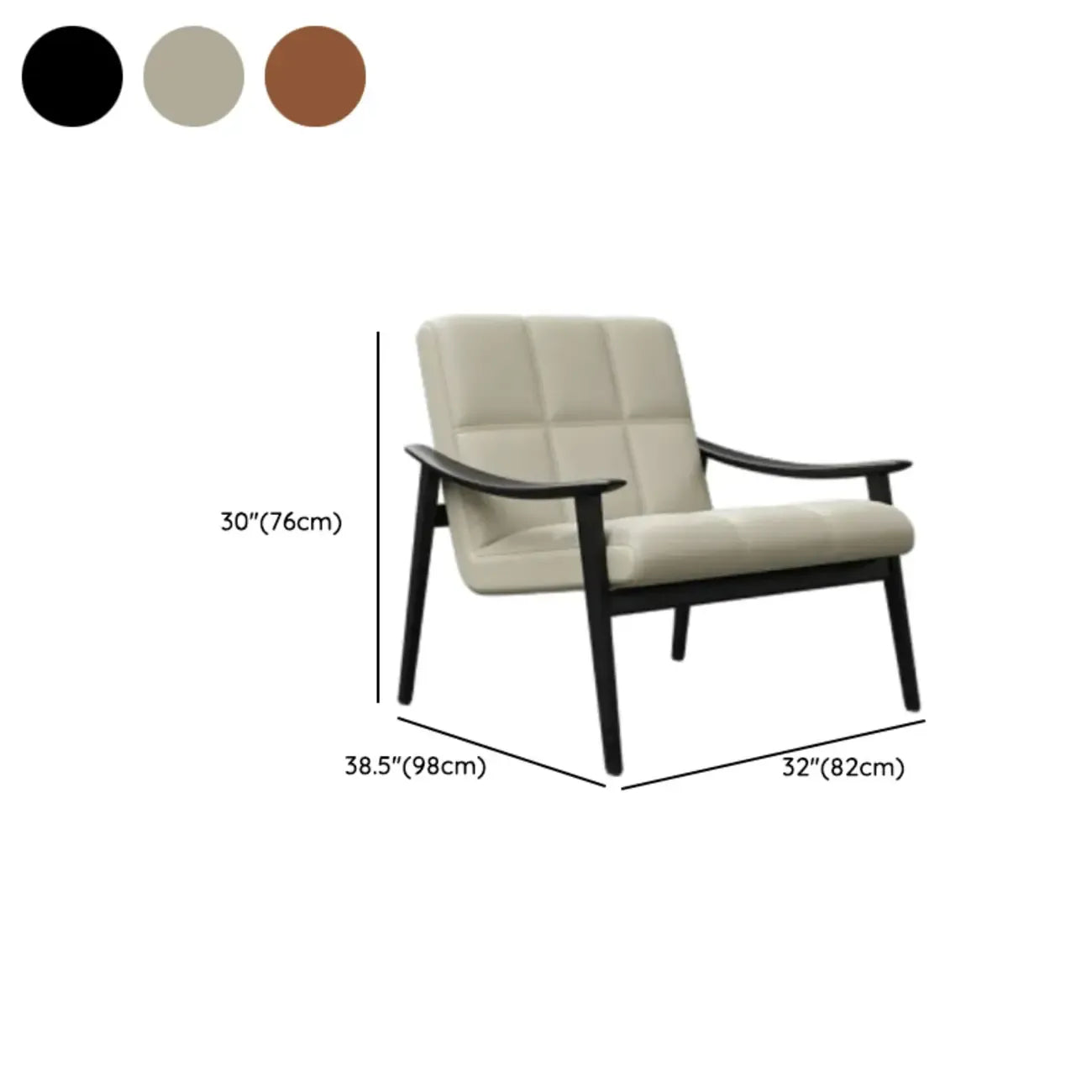 Fauteuil d'appoint élégant en cuir véritable/nappa à dossier mi-haut