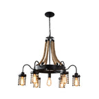 Lustre vintage industriel en métal et corde noire