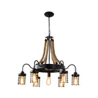 Lustre vintage industriel en métal et corde noire
