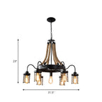 Lustre vintage industriel en métal et corde noire