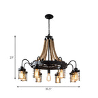 Lustre vintage industriel en métal et corde noire