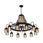 Lustre vintage industriel en métal et corde noire