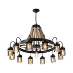 Lustre vintage industriel en métal et corde noire