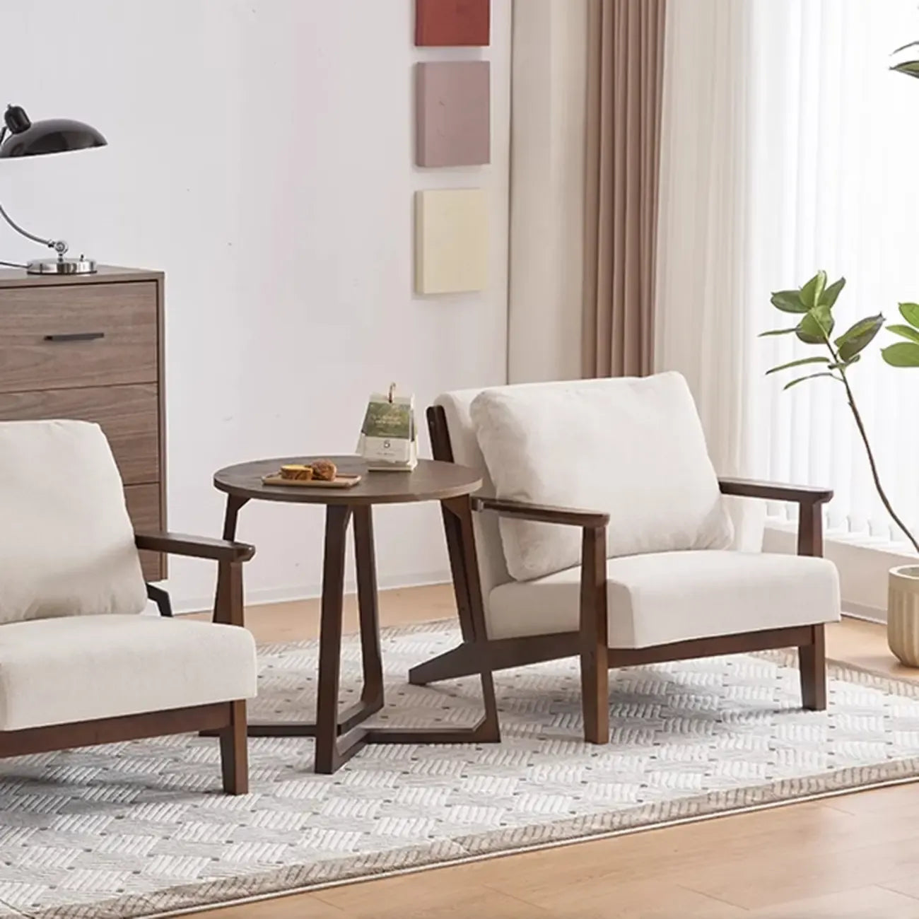 Fauteuil moderne en coton et lin pour salon