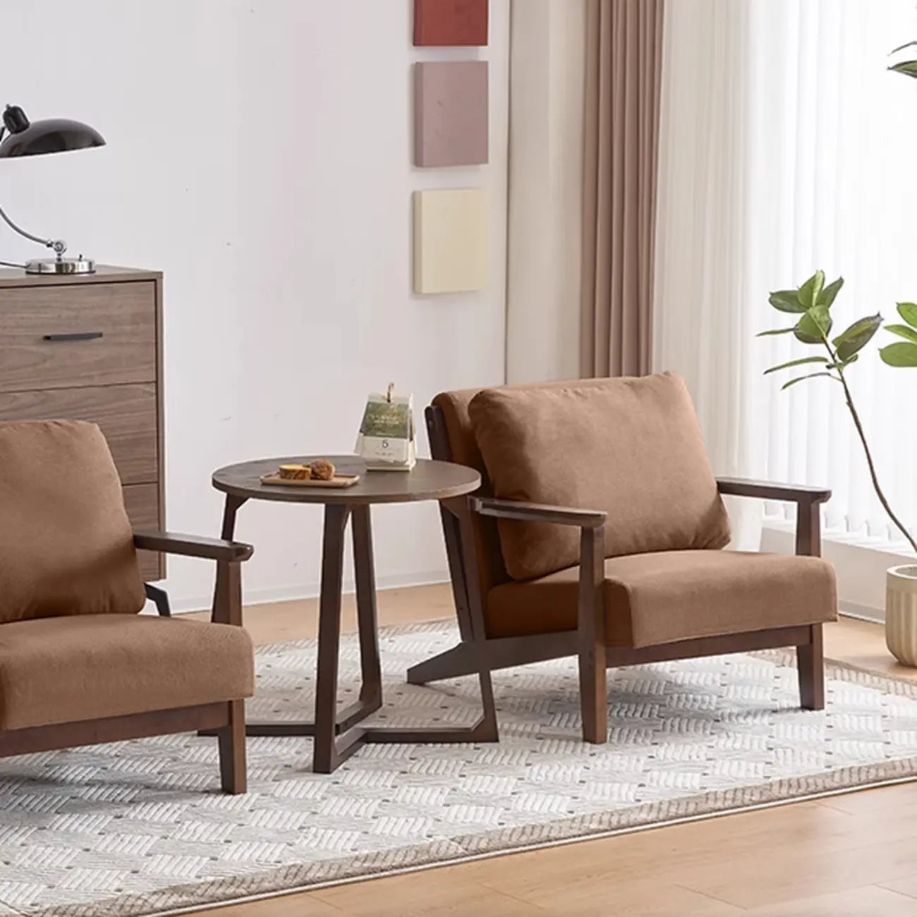 Fauteuil moderne en coton et lin pour salon