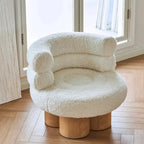 Fauteuil d'appoint contemporain blanc en sherpa, style tonneau, pour salon