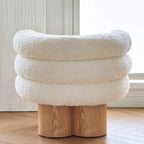 Fauteuil d'appoint contemporain blanc en sherpa, style tonneau, pour salon
