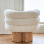 Fauteuil d'appoint contemporain blanc en sherpa, style tonneau, pour salon