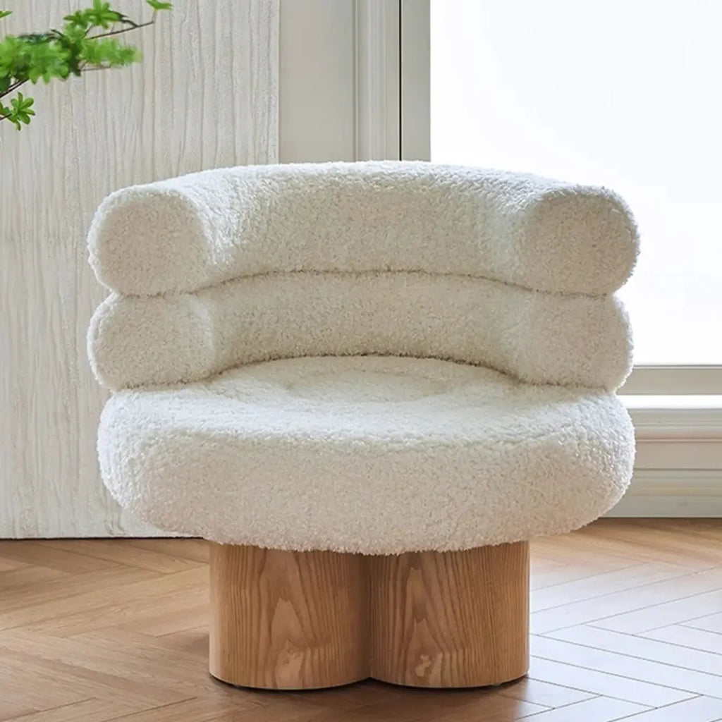 Fauteuil d'appoint contemporain blanc en sherpa, style tonneau, pour salon