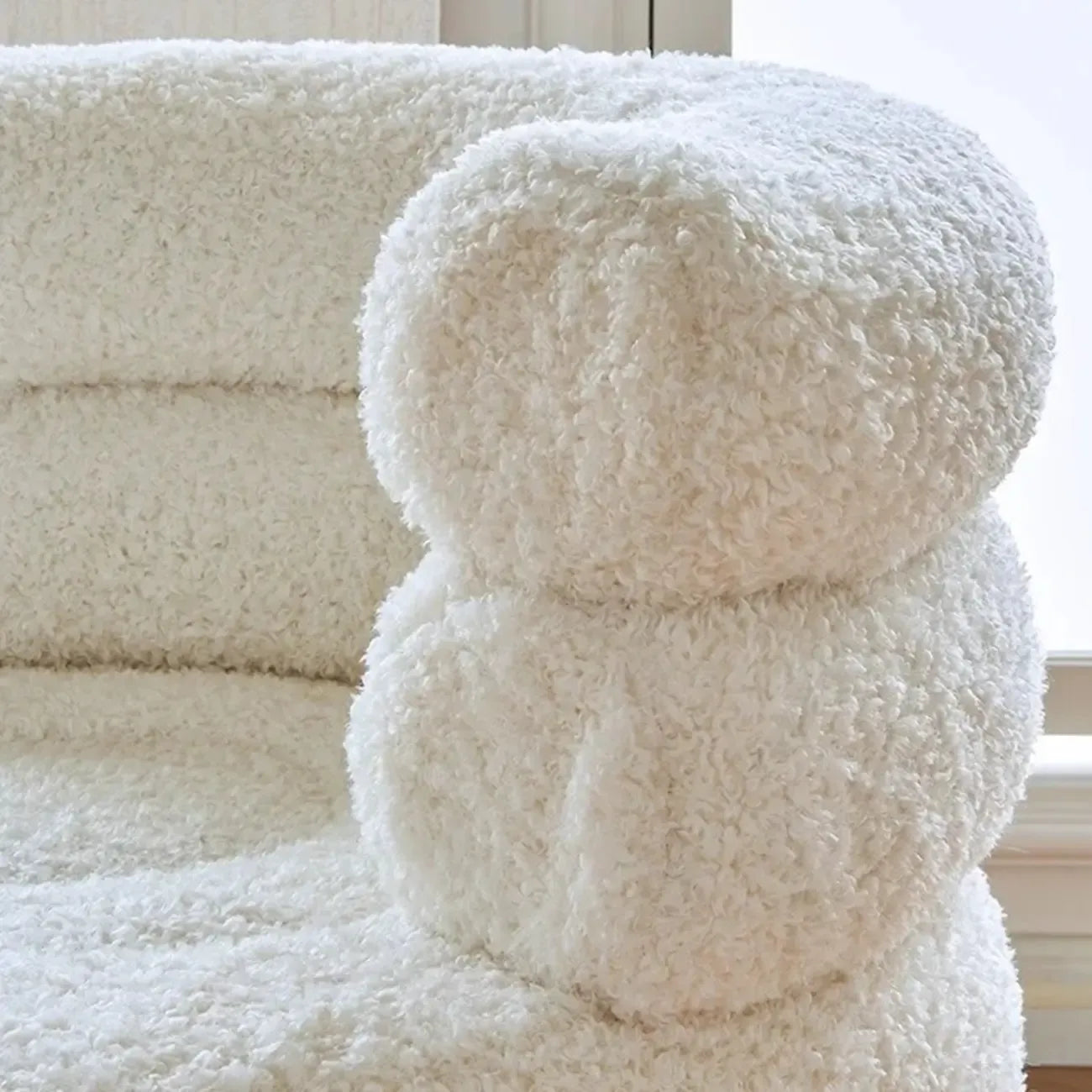 Fauteuil d'appoint contemporain blanc en sherpa, style tonneau, pour salon