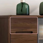 Credenza Moderna Stretta in Legno con Ante in Vetro