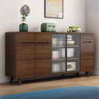 Credenza Moderna Stretta in Legno con Ante in Vetro