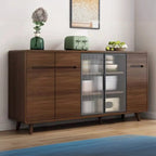 Credenza Moderna Stretta in Legno con Ante in Vetro