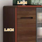 Credenza Moderna Stretta in Legno con Ante in Vetro