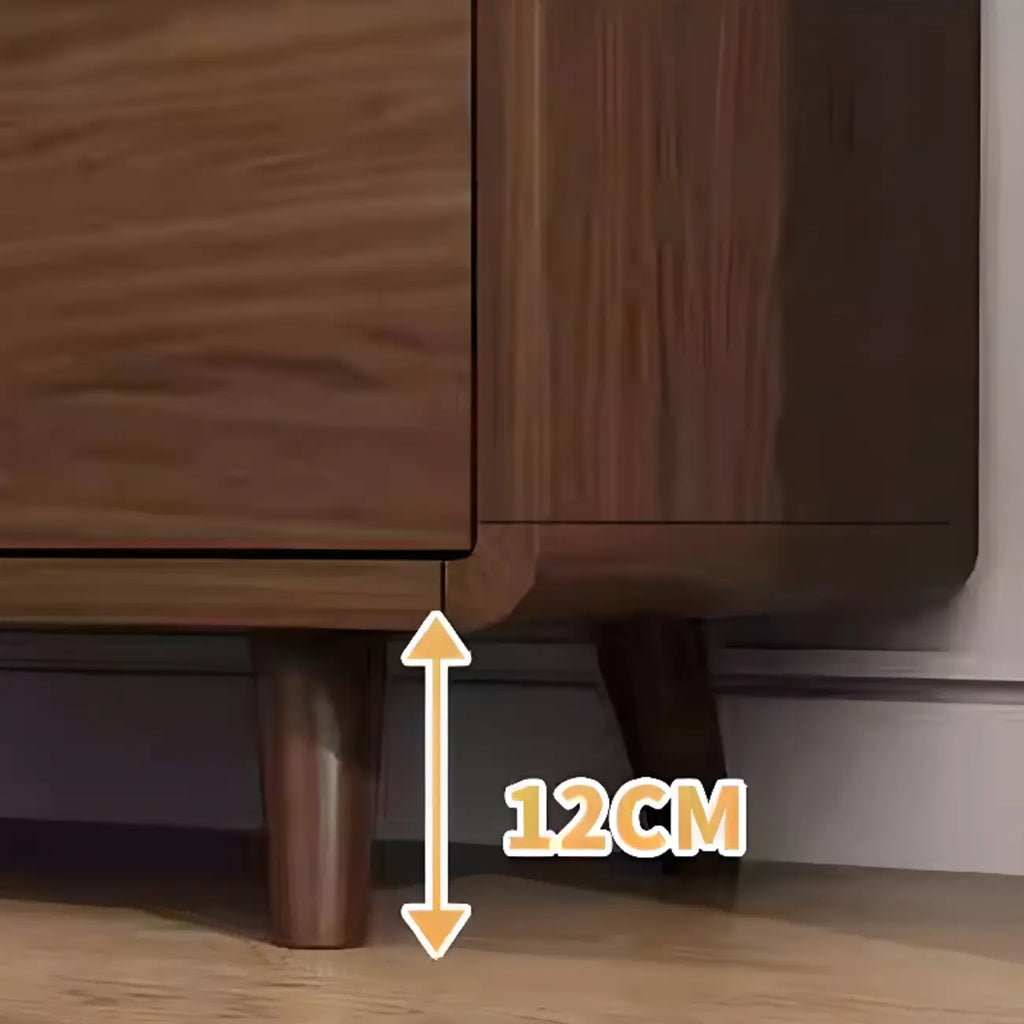 Credenza Moderna Stretta in Legno con Ante in Vetro
