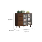 Credenza Moderna Stretta in Legno con Ante in Vetro