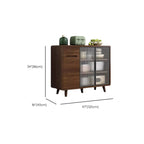Credenza Moderna Stretta in Legno con Ante in Vetro