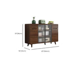 Credenza Moderna Stretta in Legno con Ante in Vetro