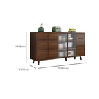 Credenza Moderna Stretta in Legno con Ante in Vetro