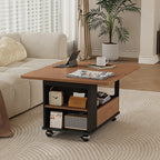 Chariot de rangement roulant pliable en bois réglable avec plateau de table
