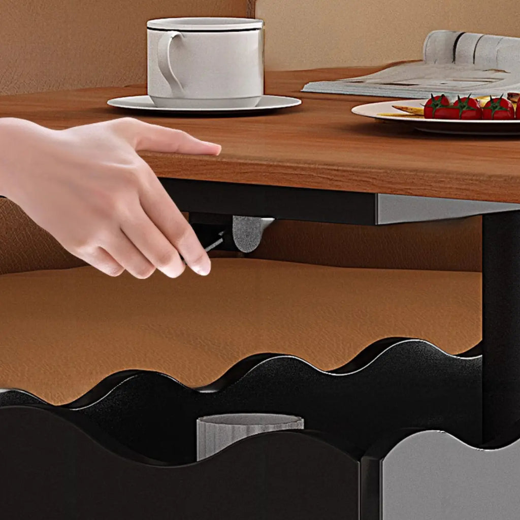 Chariot de rangement roulant pliable en bois réglable avec plateau de table