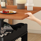 Chariot de rangement roulant pliable en bois réglable avec plateau de table